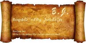 Bogdánffy Jolán névjegykártya