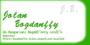 jolan bogdanffy business card